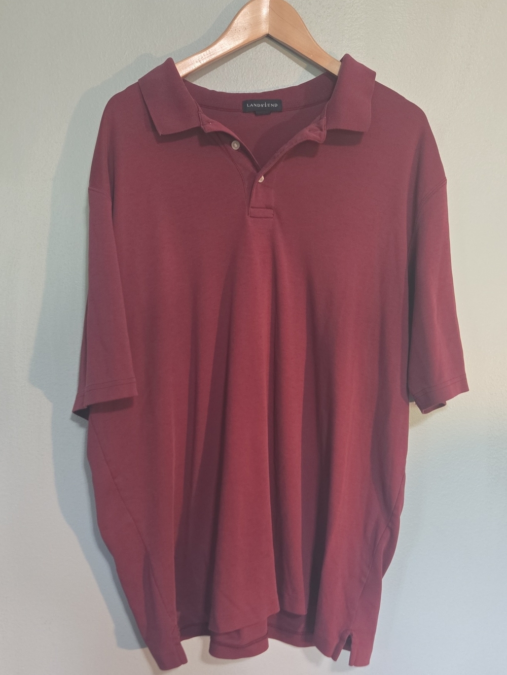 Lands' End Men's Maroon Short-Sleeve Polo In Size Xxl Tall